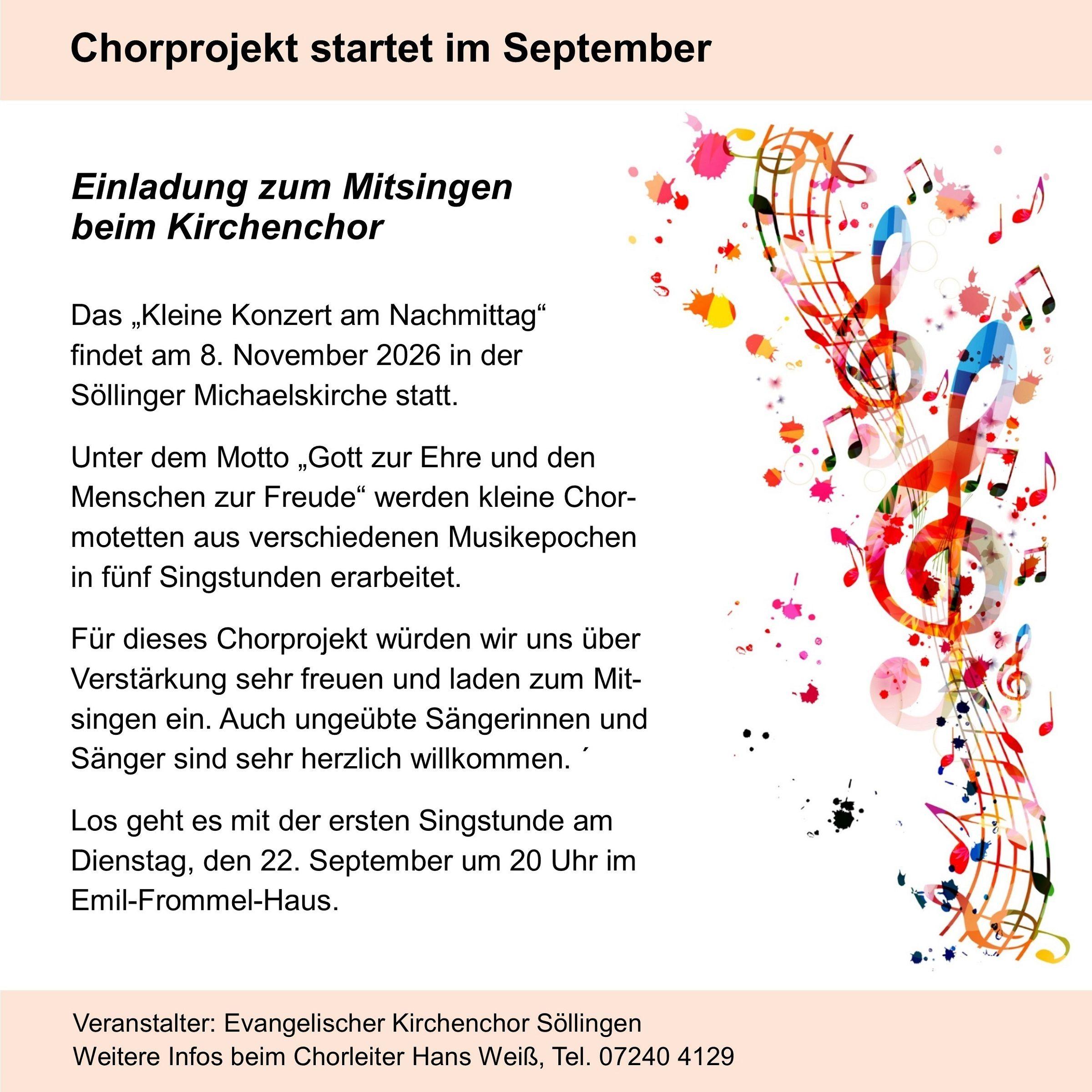 Chorprojekt Herbst 2026