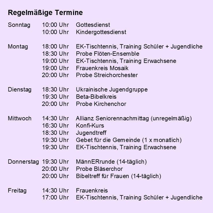 Regelmaessige Termine